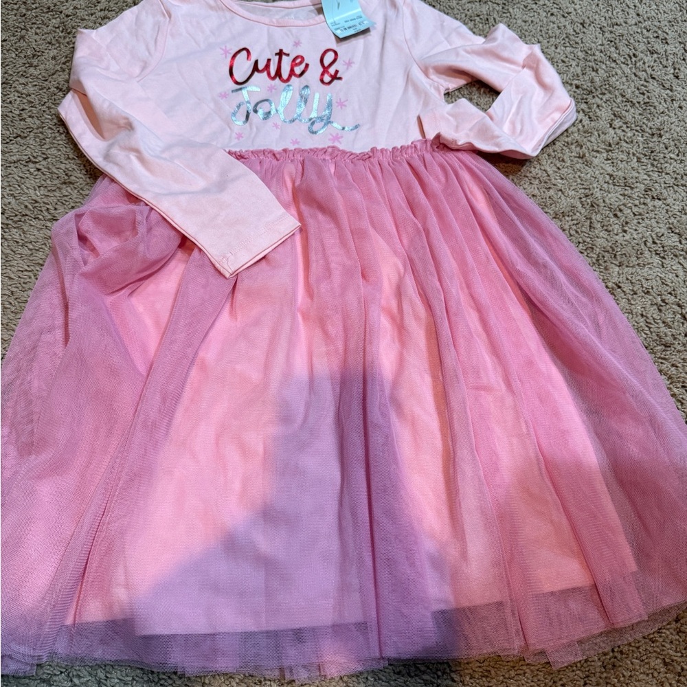 Okie Dokie Pink Long Sleeve Tulle Dress